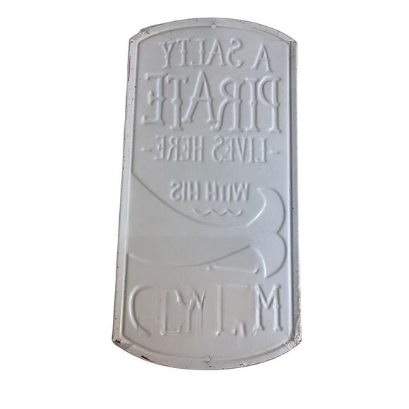 Salty Pirate Lives Here W/ His Beautiful Mermaid Metal Sign Beach Nautical Decor - Picture 4 of 5